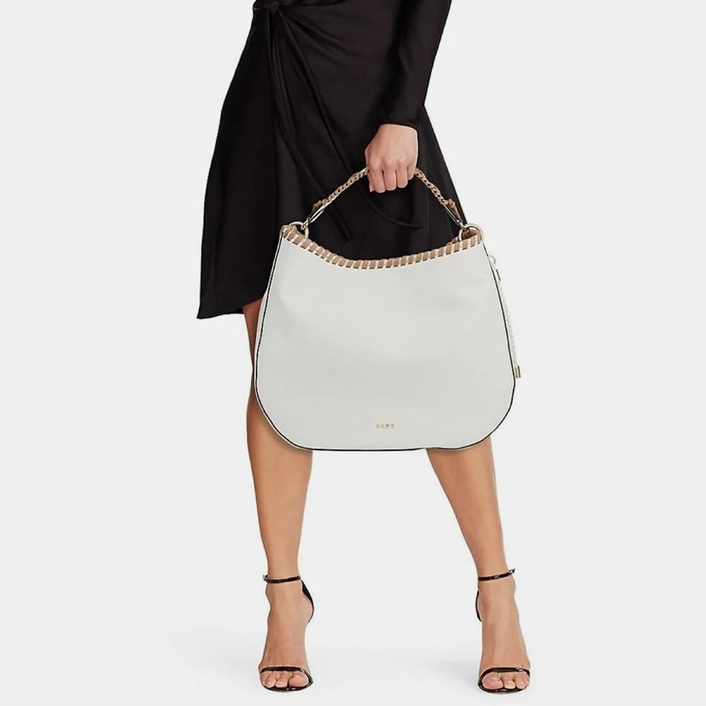 DKNY Winnie braid pebble finish leather hobo